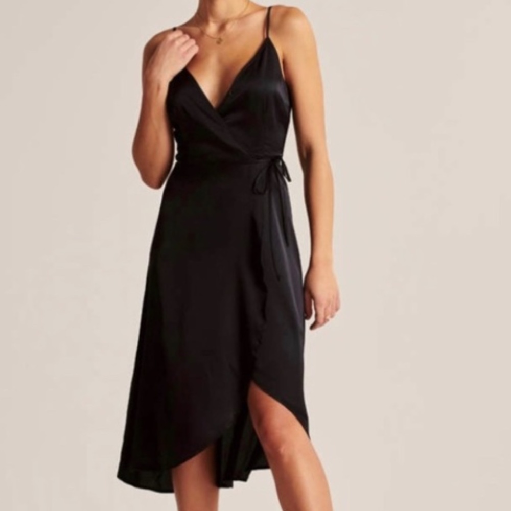 Black silk wrap dress from Abercrombie & Fitch